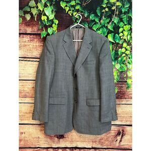 Ralph Lauren Sport Coat Blazer Jacket Silk Wool Blend Blue Gray Plaid Men's 44L